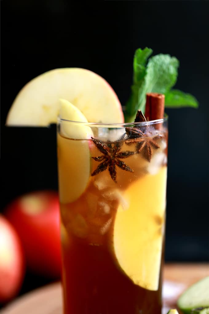 There is absolutely no reason why this Apple Cider Mojito should work. None. Mint and apple cider? I mean, what rational mind thinks that they're a perfect marriage? Me neither. But rest assured, they absolutely do. It's like a caramel apple in cocktail form. And I'm betting the reason it works so well is my Brown Sugar Simple Syrup. There is absolutely no reason why this Apple Cider Mojito should work. None. Mint and apple cider? I mean, what rational mind thinks that they're a perfect marriage? Me neither. But rest assured, they absolutely do. It's like a caramel apple in cocktail form. And I'm betting the reason it works so well is my Brown Sugar Simple Syrup.