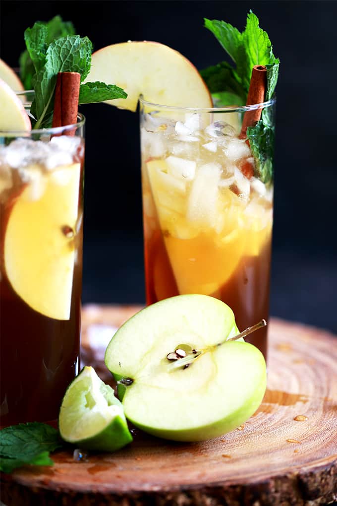 There is absolutely no reason why this Apple Cider Mojito should work. None. Mint and apple cider? I mean, what rational mind thinks that they're a perfect marriage? Me neither. But rest assured, they absolutely do. It's like a caramel apple in cocktail form. And I'm betting the reason it works so well is my Brown Sugar Simple Syrup. There is absolutely no reason why this Apple Cider Mojito should work. None. Mint and apple cider? I mean, what rational mind thinks that they're a perfect marriage? Me neither. But rest assured, they absolutely do. It's like a caramel apple in cocktail form. And I'm betting the reason it works so well is my Brown Sugar Simple Syrup.