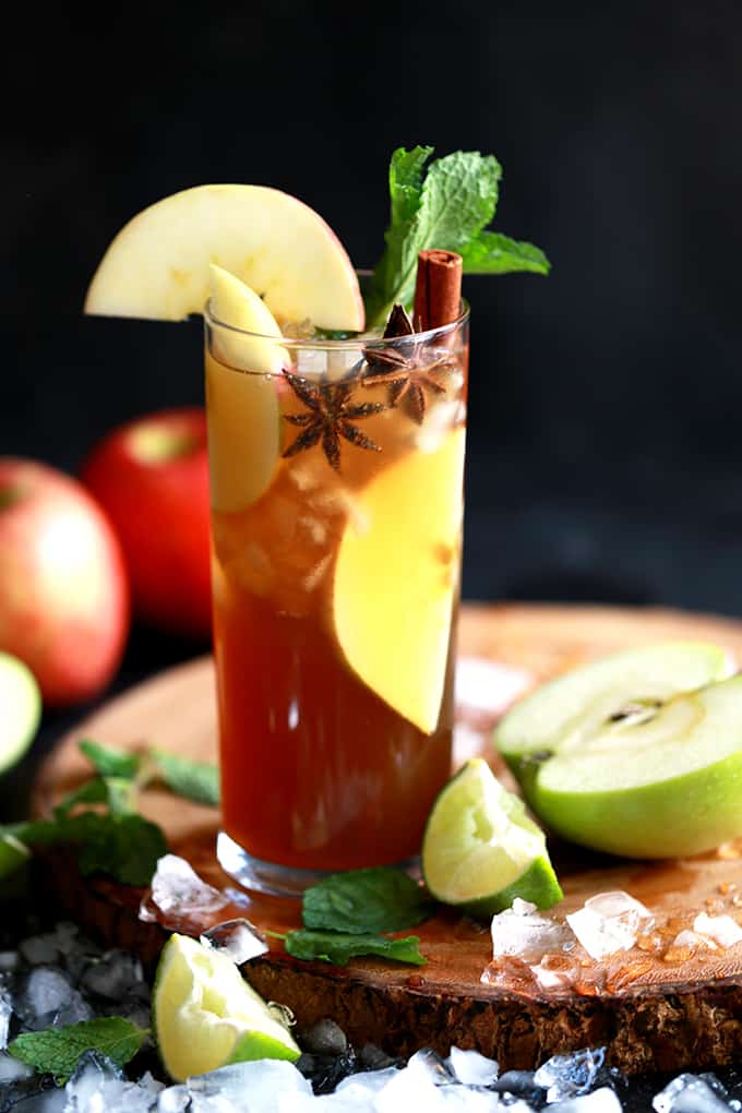 There is absolutely no reason why this Apple Cider Mojito should work.Â  None.Â  Mint and apple cider?Â  I mean, what rational mind thinks that they're a perfect marriage?Â  Me neither.Â  But rest assured, they absolutely do.Â  It's like a caramel apple in cocktail form.Â  And I'm betting the reason it works so well is my Brown Sugar Simple Syrup.