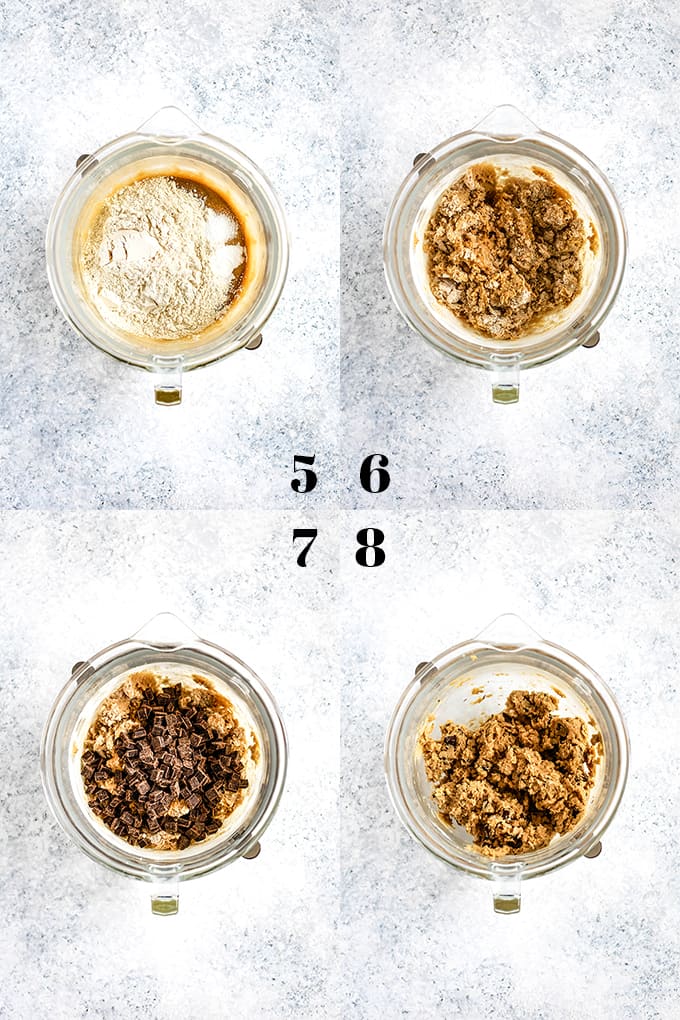 How to prepare Salted Chocolate Chunk Cookies, steps 5-8.
