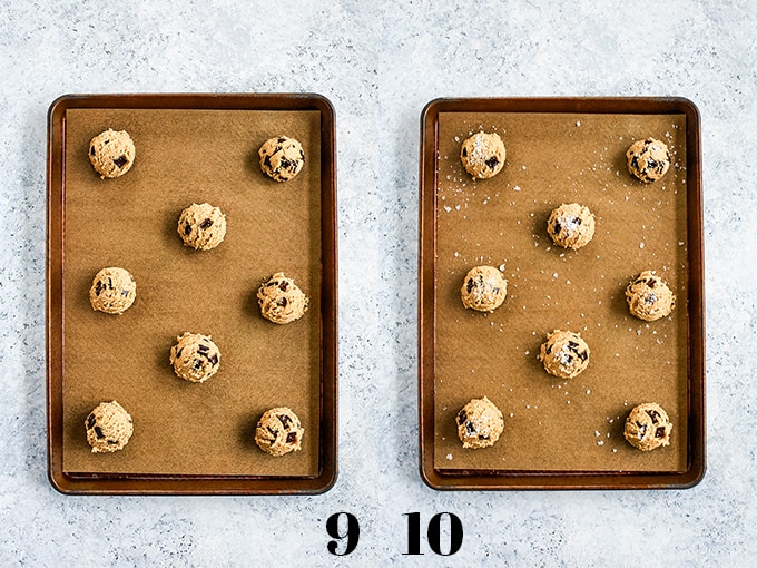 How to prepare Salted Chocolate Chunk Cookies, steps 9-10.