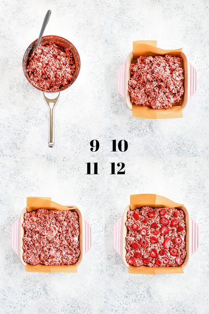 How to prepare Strawberry Rice Krispie Treats, steps 9-12.